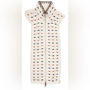 NWT-Veronica Beard Santo Front Zip Knit Linen & Cotton Sweater Dickey